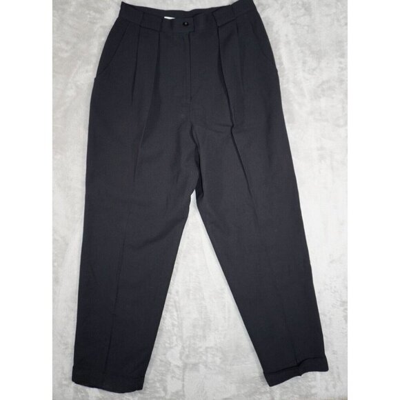Jones New York Women’s 100% Wool Pleated Trousers | Black | Size 12 | High-Waist - Picture 1 of 11